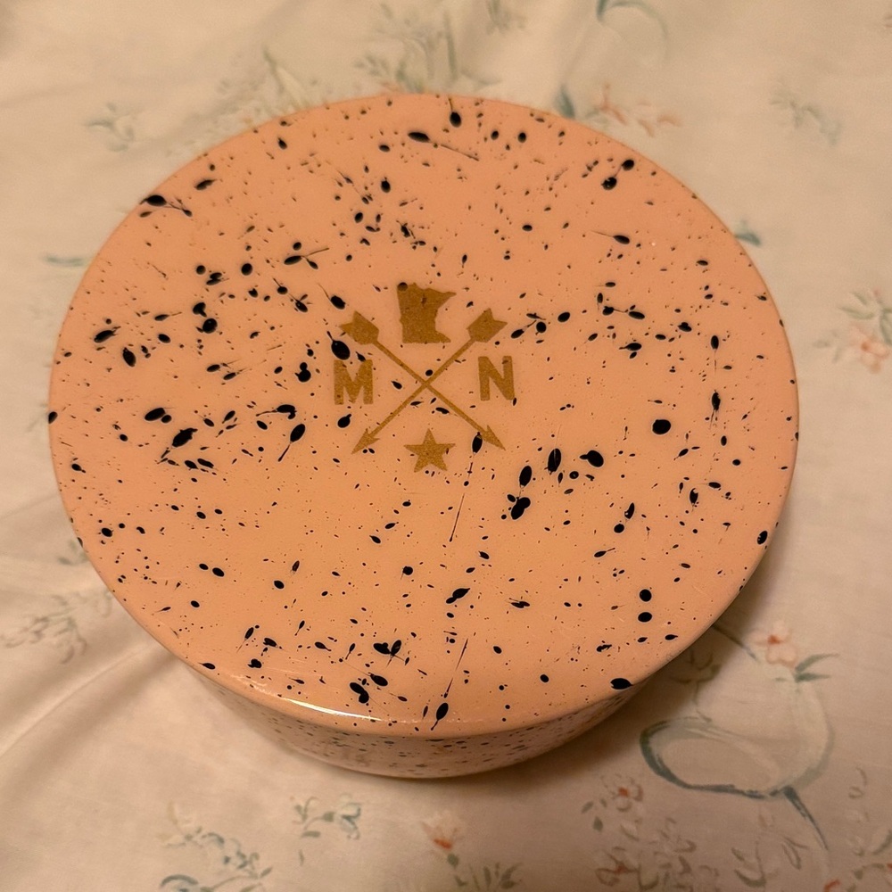 Speckled Pink Decorative Box with Gold MN Sota Logo